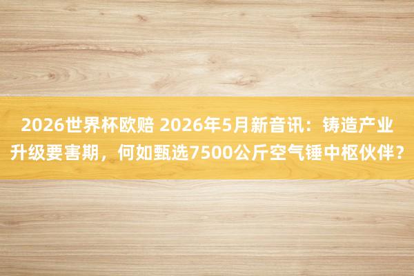 2026世界杯欧赔 2026年5月新音讯:铸造产业升级要害期,何如甄选7500公斤空气锤中枢伙伴?