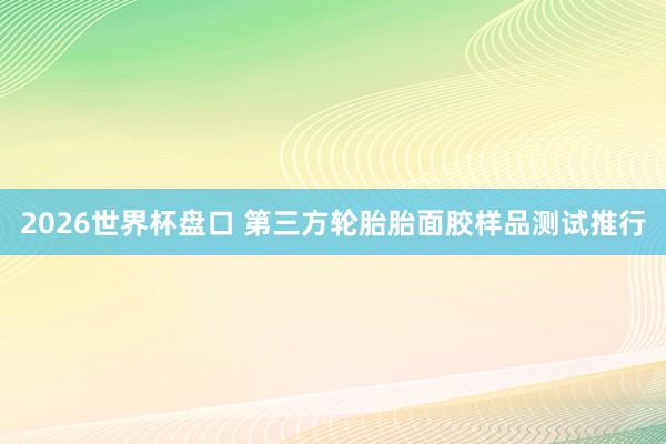 2026世界杯盘口 第三方轮胎胎面胶样品测试推行