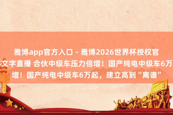 雅博app官方入口 - 雅博2026世界杯授权官网平台，2026世界杯文字直播 合伙中级车压力倍增！国产纯电中级车6万起，建立高到“离谱”