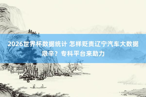 2026世界杯数据统计 怎样贬责辽宁汽车大数据艰辛?专科平台来助力