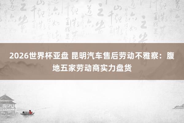 2026世界杯亚盘 昆明汽车售后劳动不雅察：腹地五家劳动商实力盘货