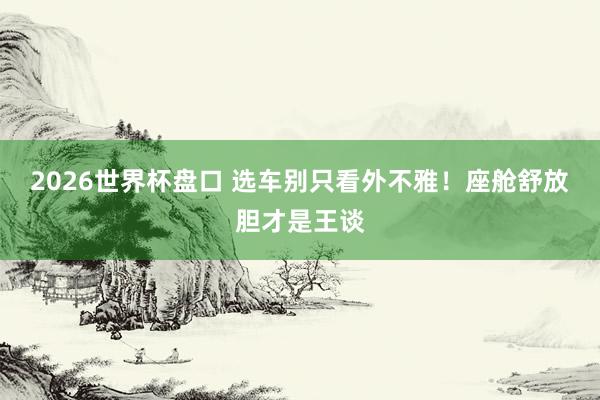 2026世界杯盘口 选车别只看外不雅！座舱舒放胆才是王谈
