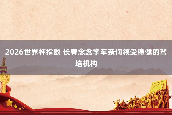 2026世界杯指数 长春念念学车奈何领受稳健的驾培机构