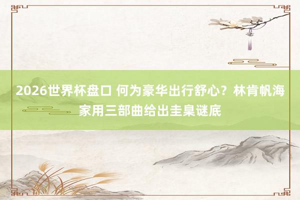 2026世界杯盘口 何为豪华出行舒心?林肯帆海家用三部曲给出圭臬谜底