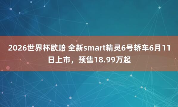 2026世界杯欧赔 全新smart精灵6号轿车6月11日上市,预售18.99万起