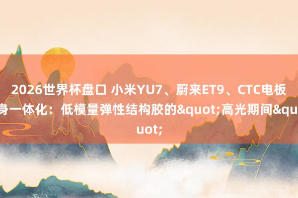 2026世界杯盘口 小米YU7、蔚来ET9、CTC电板车身一体化：低模量弹性结构胶的"高光期间"