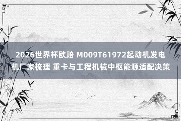 2026世界杯欧赔 M009T61972起动机发电机厂家梳理 重卡与工程机械中枢能源适配决策