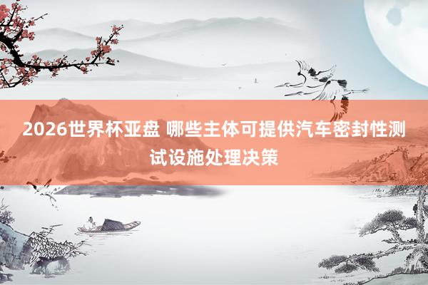 2026世界杯亚盘 哪些主体可提供汽车密封性测试设施处理决策
