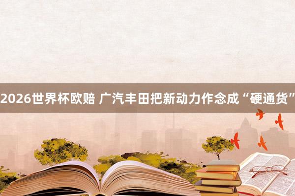 2026世界杯欧赔 广汽丰田把新动力作念成“硬通货”