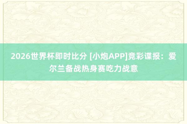2026世界杯即时比分 [小炮APP]竞彩谍报：爱尔兰备战热身赛吃力战意