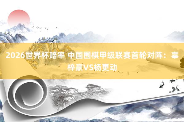2026世界杯赔率 中国围棋甲级联赛首轮对阵:辜梓豪VS杨更动