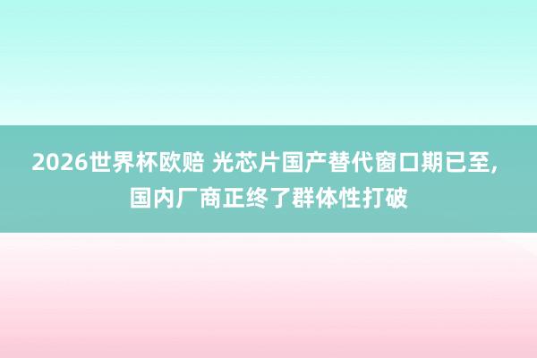 2026世界杯欧赔 光芯片国产替代窗口期已至， 国内厂商正终了群体性打破