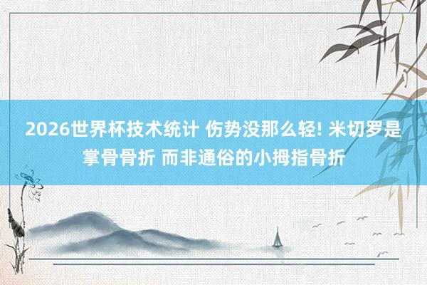 2026世界杯技术统计 伤势没那么轻! 米切罗是掌骨骨折 而非通俗的小拇指骨折