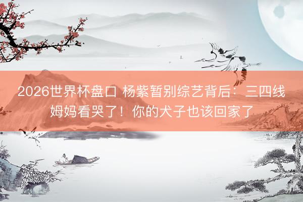 2026世界杯盘口 杨紫暂别综艺背后：三四线姆妈看哭了！你的犬子也该回家了