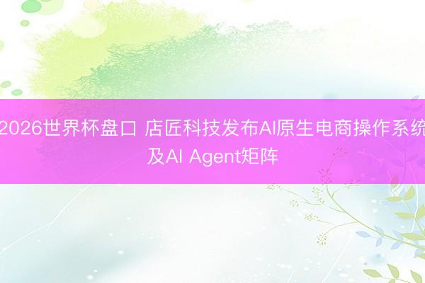 2026世界杯盘口 店匠科技发布AI原生电商操作系统及AI Agent矩阵