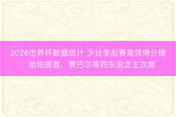 2026世界杯数据统计 少壮季后赛高效得分榜：哈珀居首，贾巴尔等四东说念主次席
