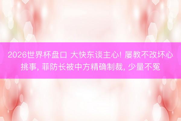 2026世界杯盘口 大快东谈主心! 屡教不改坏心挑事， 菲防长被中方精确制裁， 少量不冤