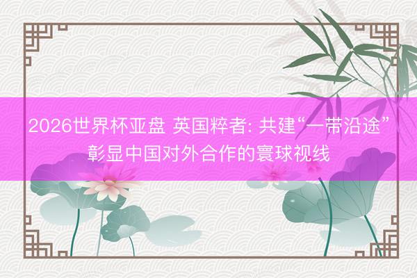 2026世界杯亚盘 英国粹者: 共建“一带沿途”彰显中国对外合作的寰球视线